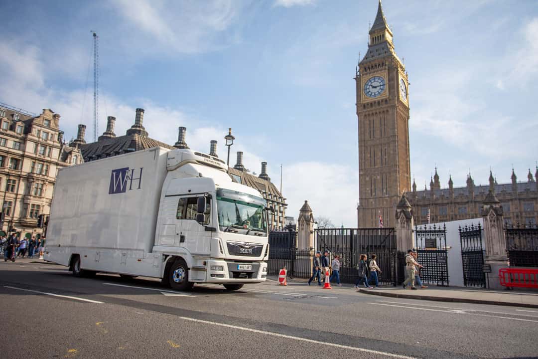 Williams and Hill truck passing Big Ben